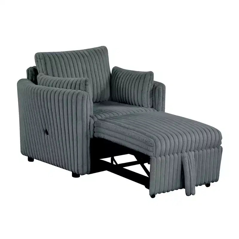 Convertible Lounge Chair with USB and 2 Pillows, Single Sofa Bed Pullout Sleeper Sofa