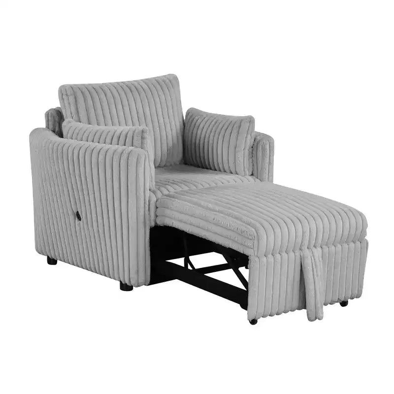 Convertible Lounge Chair with USB and 2 Pillows, Single Sofa Bed Pullout Sleeper Sofa