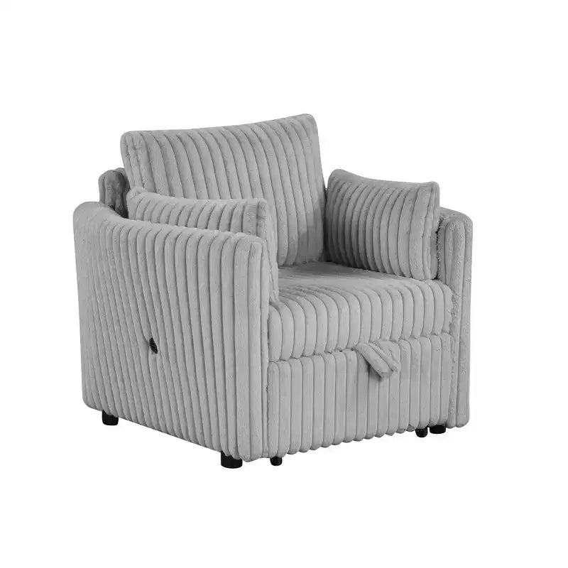 Convertible Lounge Chair with USB and 2 Pillows, Single Sofa Bed Pullout Sleeper Sofa