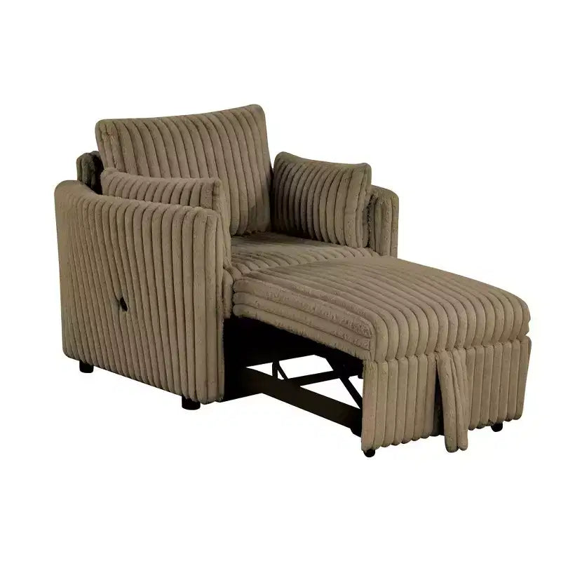 Convertible Lounge Chair with USB and 2 Pillows, Single Sofa Bed Pullout Sleeper Sofa