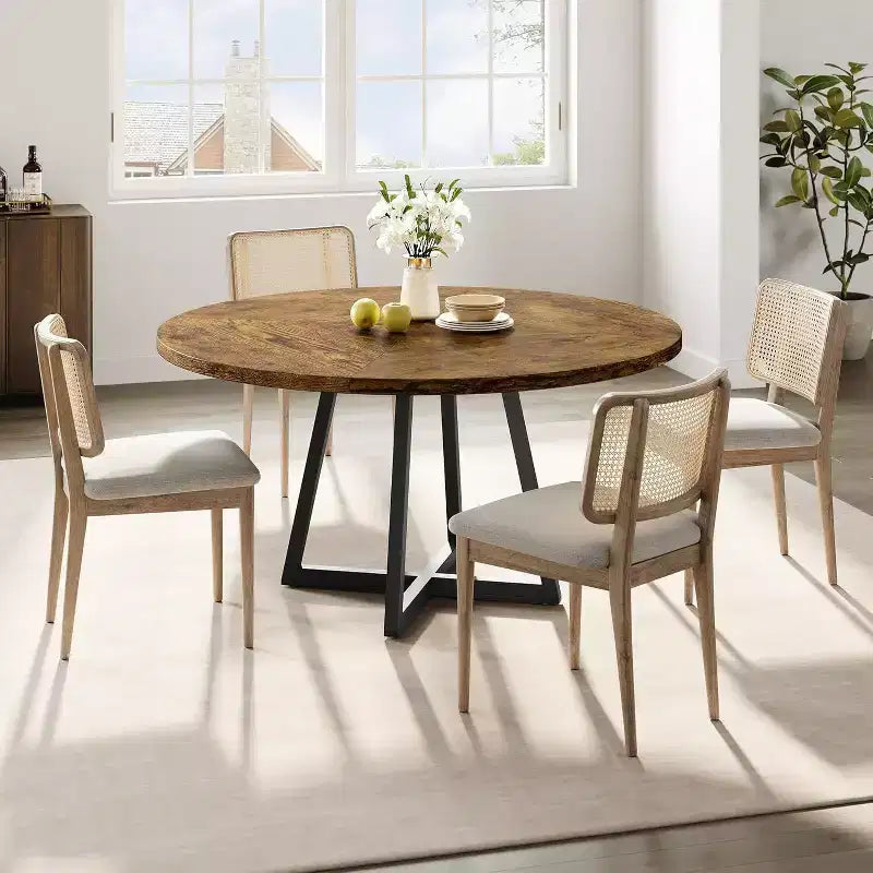 47 Round Dining Table - Industrial Style with Metal Base