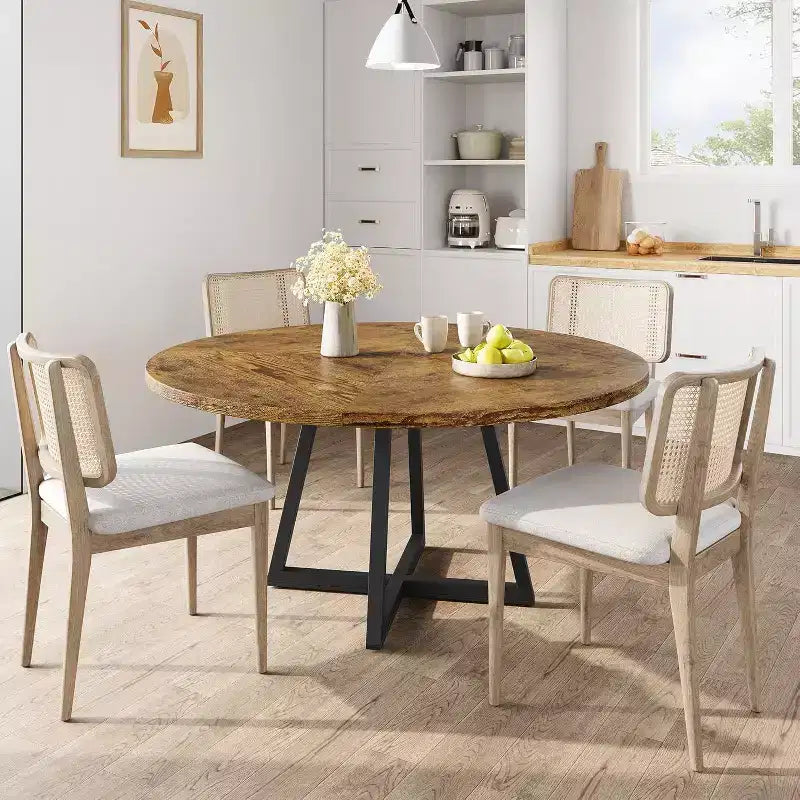 47 Round Dining Table - Industrial Style with Metal Base