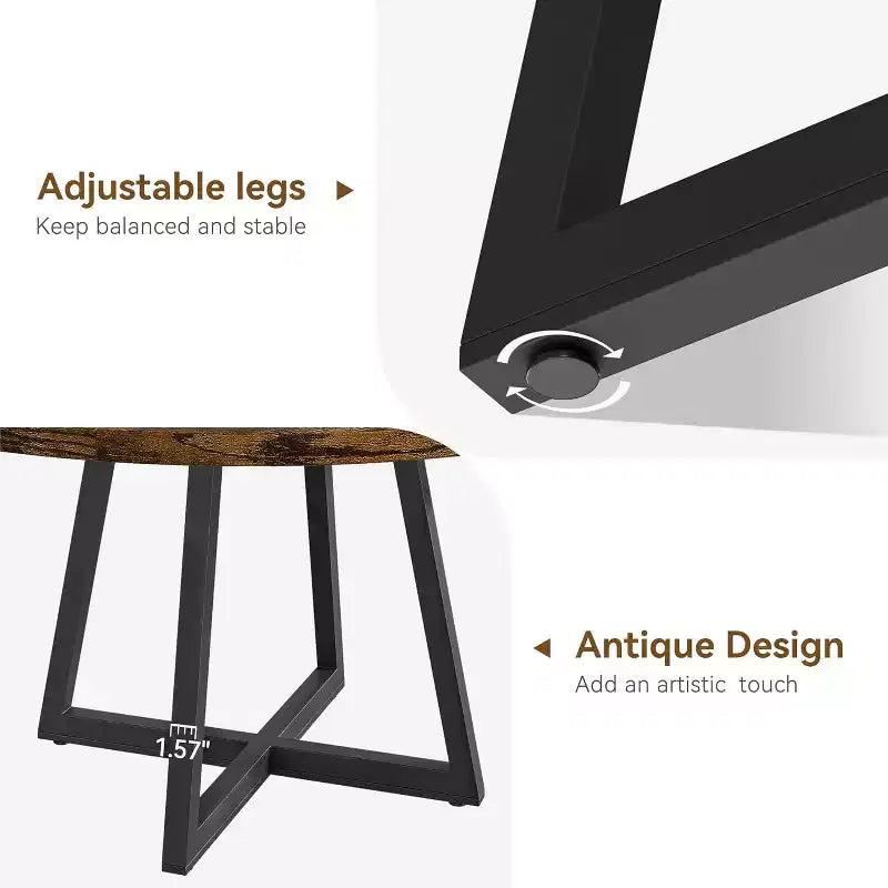 47 Round Dining Table - Industrial Style with Metal Base