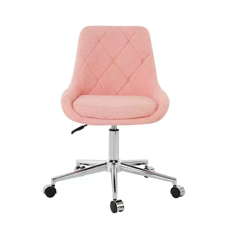 Modern Teddy Fleece Upholstered Adjustable Office Chair, Small Swivel Task Chair for Office, Study, Studio