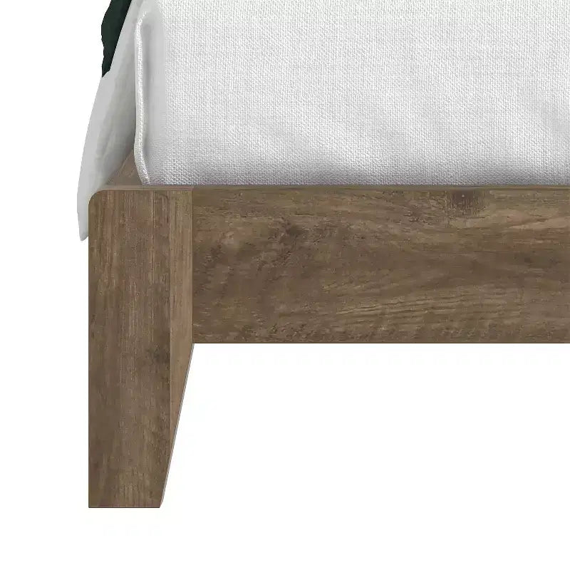 Queen Platform Bed with Headboard, Knotty Oak
