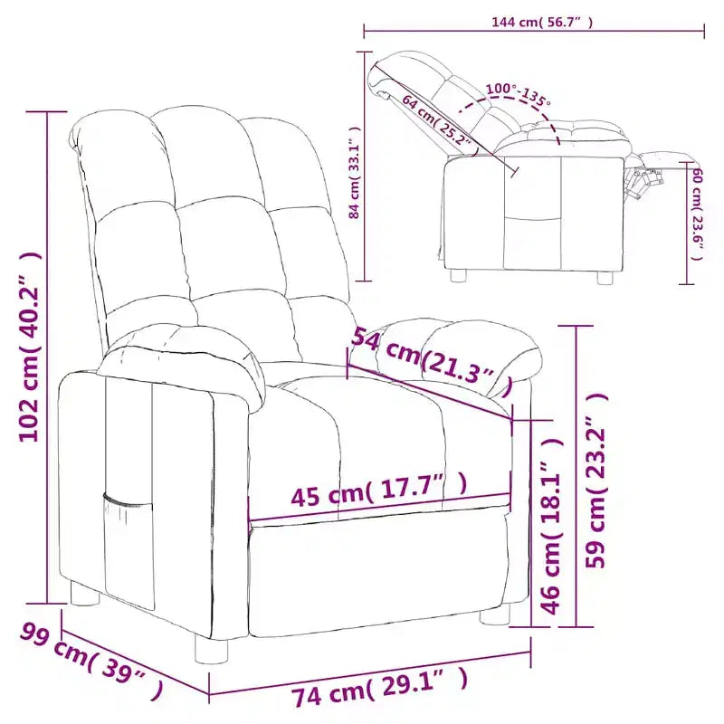 Recliner Chair with Adjustable Backrest and Footrest, Modern Lounge Chair Thick Padded Seat for Living Room & Bedroom