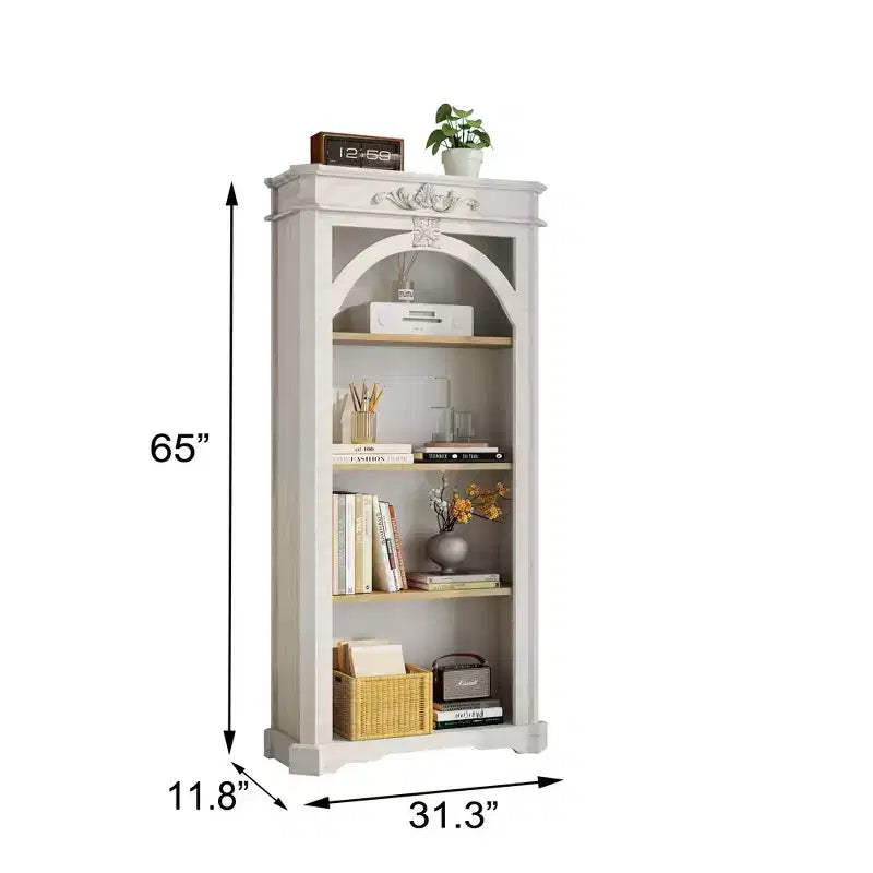 Modern Arched Display Cabinet, Storage Cabinet with 4 Shelves, Freestanding for Living Room, Hallway and Office, White