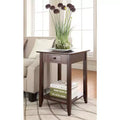26 in.H Brown Rectangle Wood End Table with Drawer and Shelf
