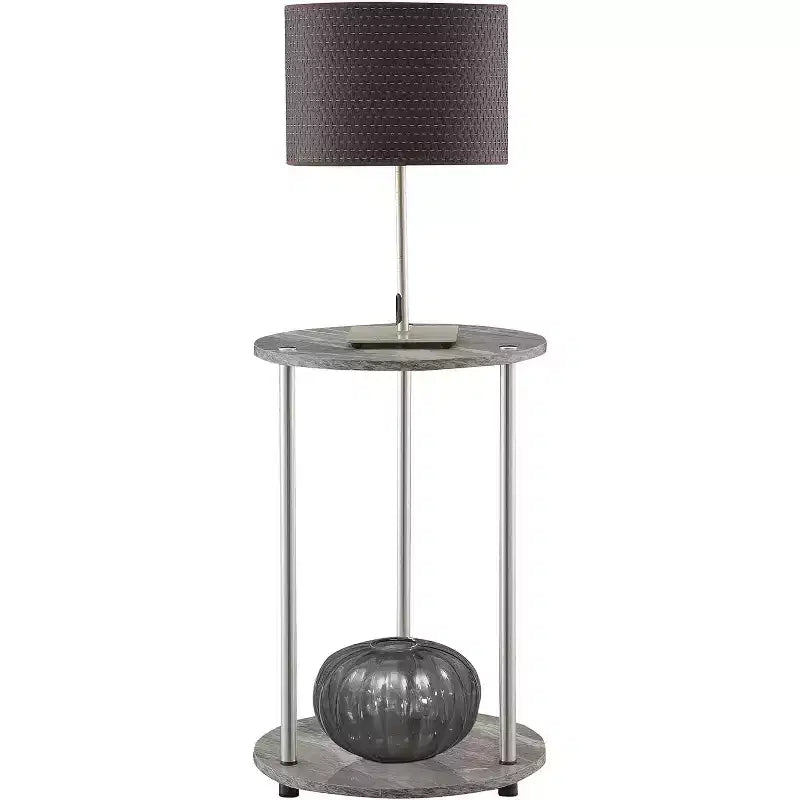 22 in.H Gray Round Metal 2-Tier End Table