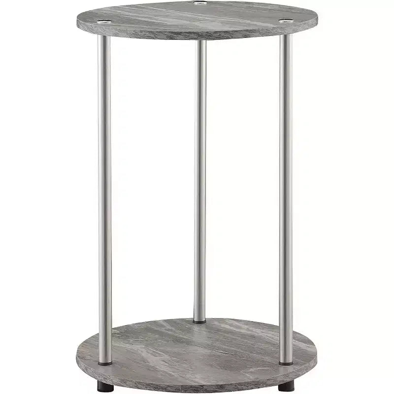 22 in.H Gray Round Metal 2-Tier End Table