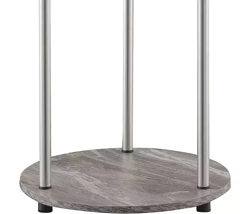 22 in.H Gray Round Metal 2-Tier End Table