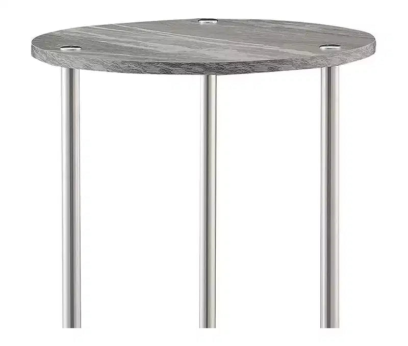22 in.H Gray Round Metal 2-Tier End Table