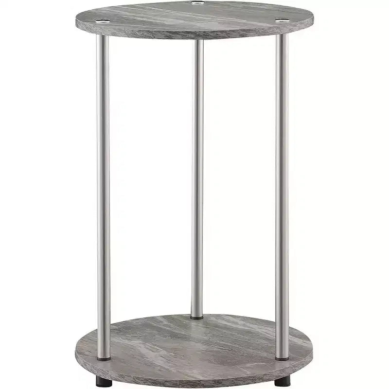 22 in.H Gray Round Metal 2-Tier End Table