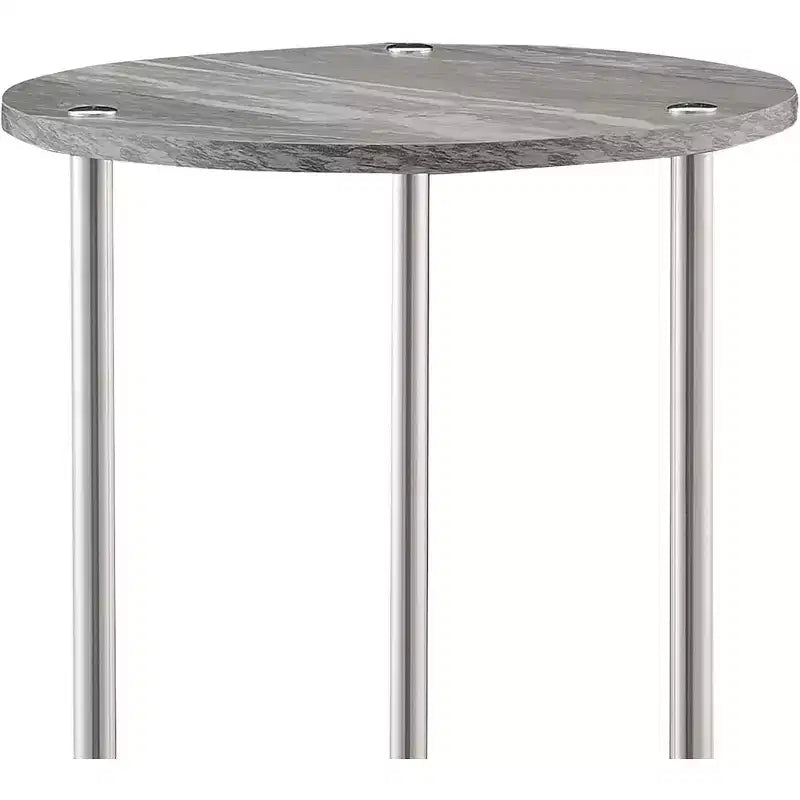 22 in.H Gray Round Metal 2-Tier End Table