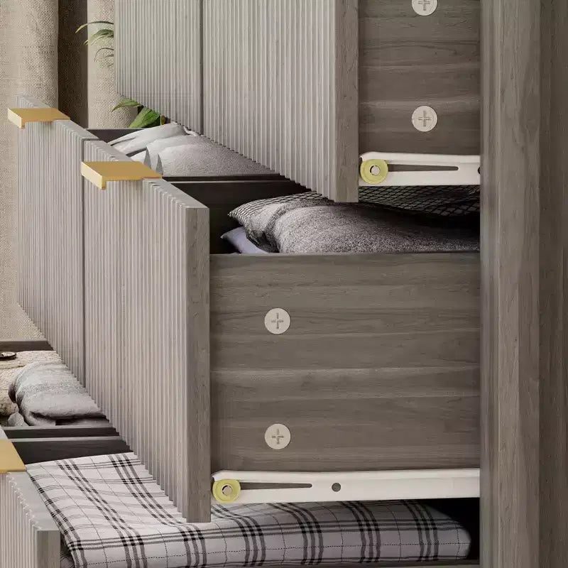 6 Drawer Dresser for Bedroom, Farmhouse Chest of Drawers with 2 Open Shelves and Fluted Doors, Home Storage and Organization for Living Room
