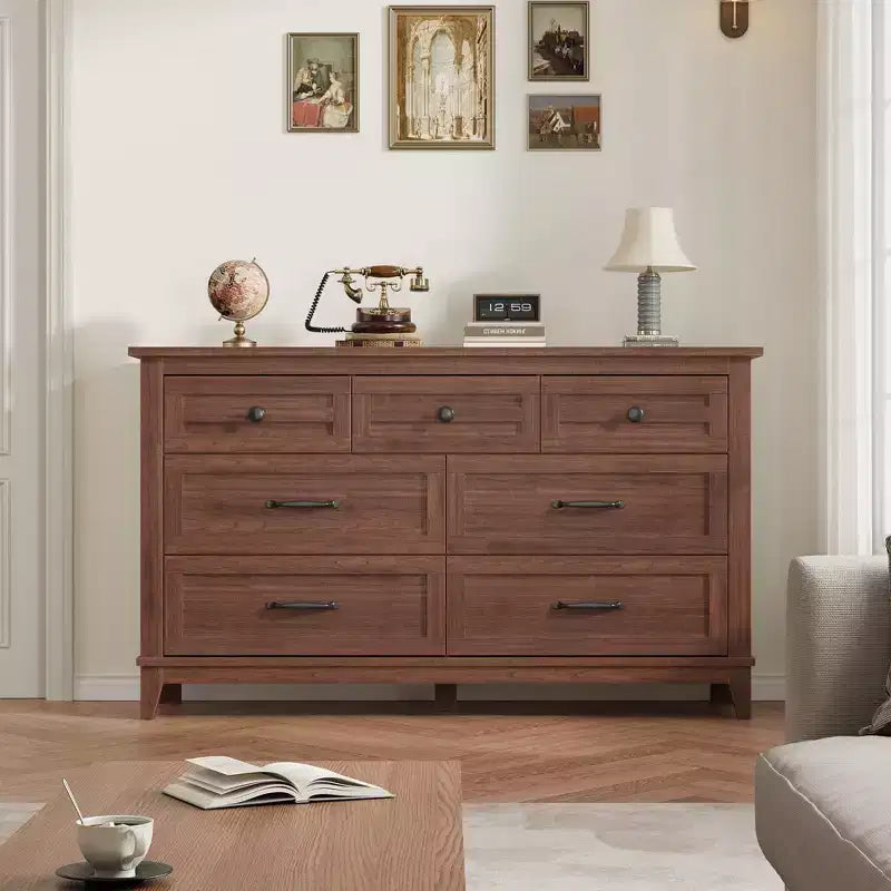 7 Dresser for Bedroom, 54 Wide Drawer Dresser with Storage Freestanding, Wooden Closet Storage Chest for Living Room, Bedroom, Entryway