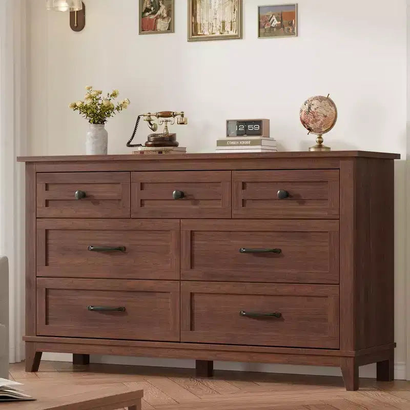 7 Dresser for Bedroom, 54 Wide Drawer Dresser with Storage Freestanding, Wooden Closet Storage Chest for Living Room, Bedroom, Entryway