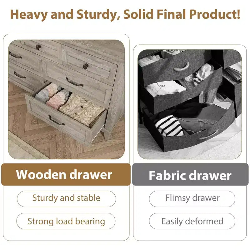 7 Dresser for Bedroom, 54 Wide Drawer Dresser with Storage Freestanding, Wooden Closet Storage Chest for Living Room, Bedroom, Entryway