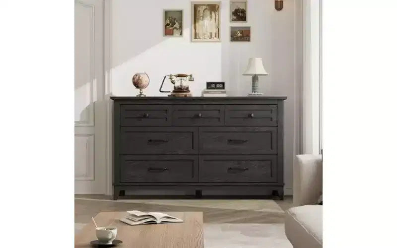 7 Dresser for Bedroom, 54 Wide Drawer Dresser with Storage Freestanding, Wooden Closet Storage Chest for Living Room, Bedroom, Entryway