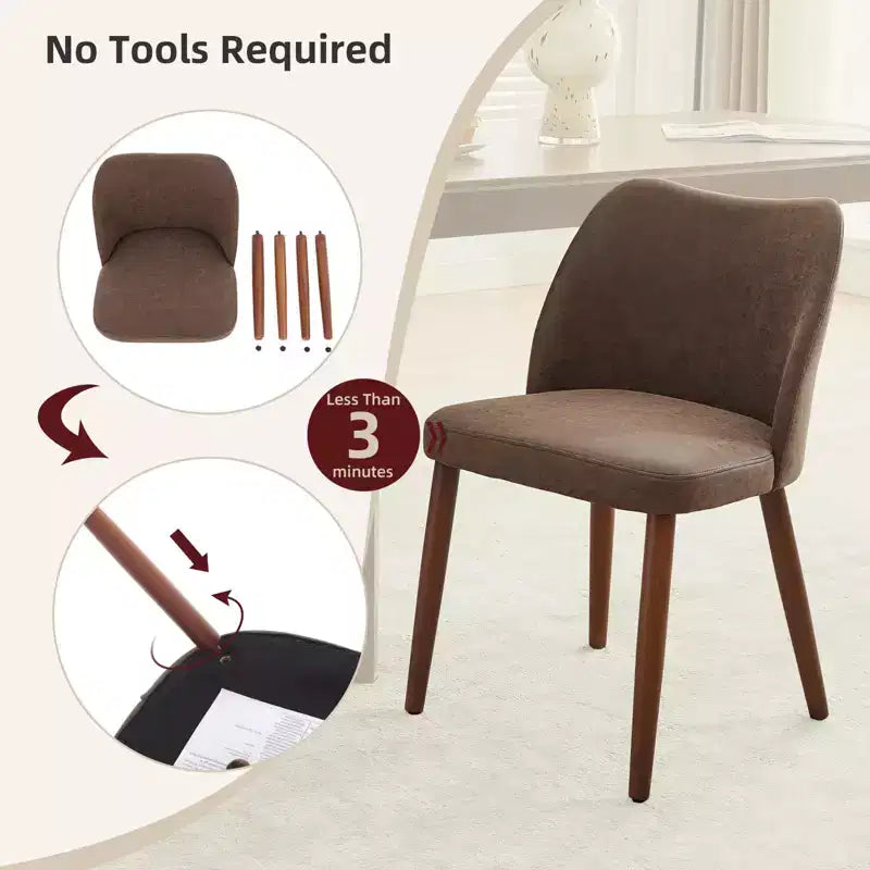 Dining Chair Set of 2, Upholstered Dining Chair with Wood Legs, Wing Backrest, Kitchen Chairs with Thick Cushions
