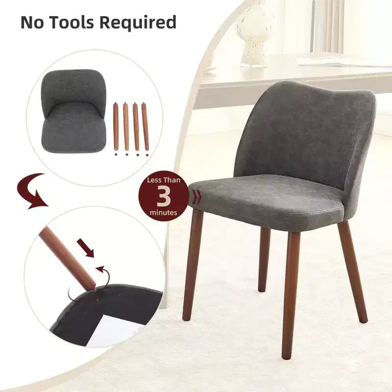 Dining Chair Set of 2, Upholstered Dining Chair with Wood Legs, Wing Backrest, Kitchen Chairs with Thick Cushions