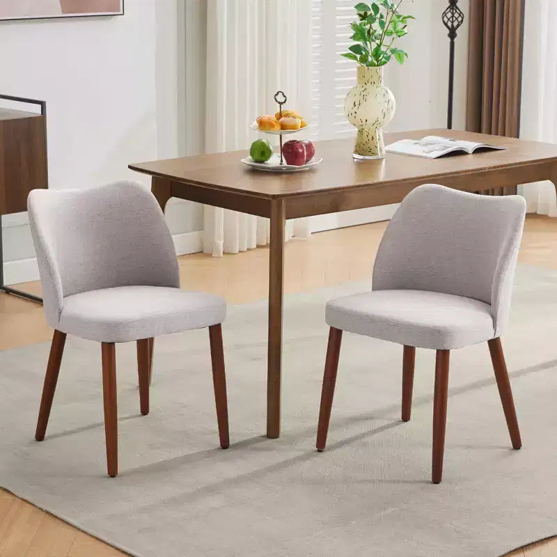 Dining Chair Set of 2, Upholstered Dining Chair with Wood Legs, Wing Backrest, Kitchen Chairs with Thick Cushions