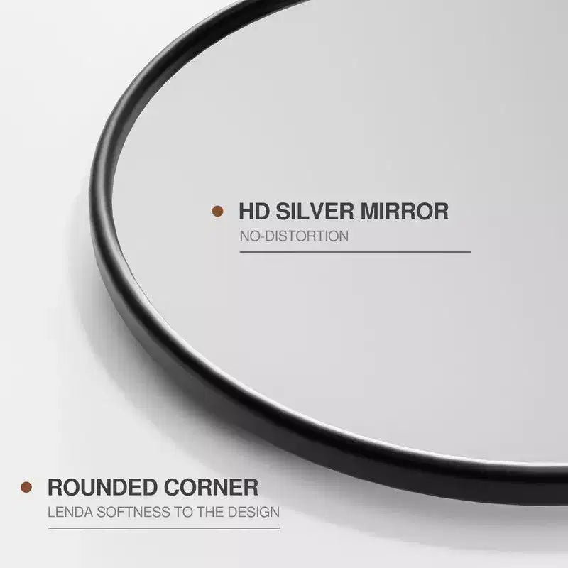 32 x 23 Iron Arched Black Pivot Wall Mirror, Tilting Bathroom Vanity Mirror, Metal Framed Adjustable for Bedroom, Living Room