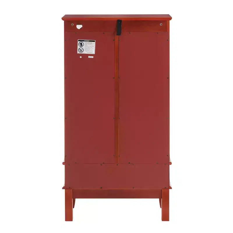 Lighted Corner Curio Cabinet with Tempered Glass Doors & Shelves - Elegant Cherry Display Case with Bulb for Living Room & Bedroom Decor