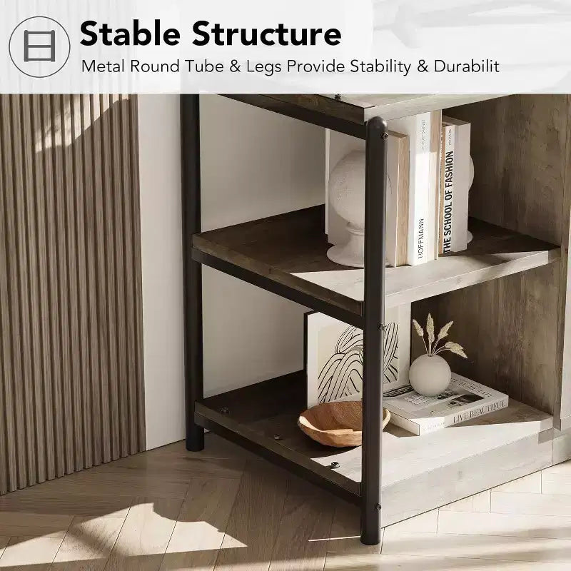 Industrial Farmhouse TV Console - 65+ Media Stand with Mesh Doors & Open Shelves for Living Room
