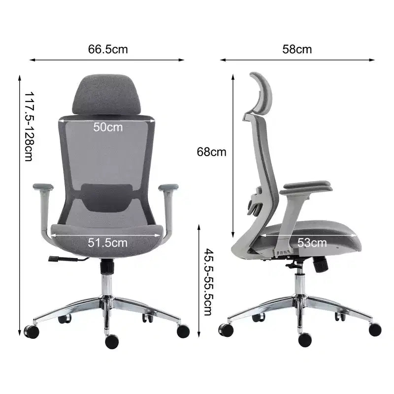 High-Back Mesh Computer Chair with Headrest and Wheels, Desk Chair for Office, Study, Reading Room