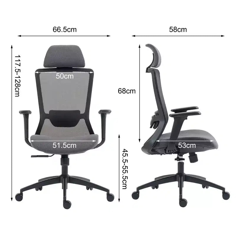 High-Back Mesh Computer Chair with Headrest and Wheels, Desk Chair for Office, Study, Reading Room