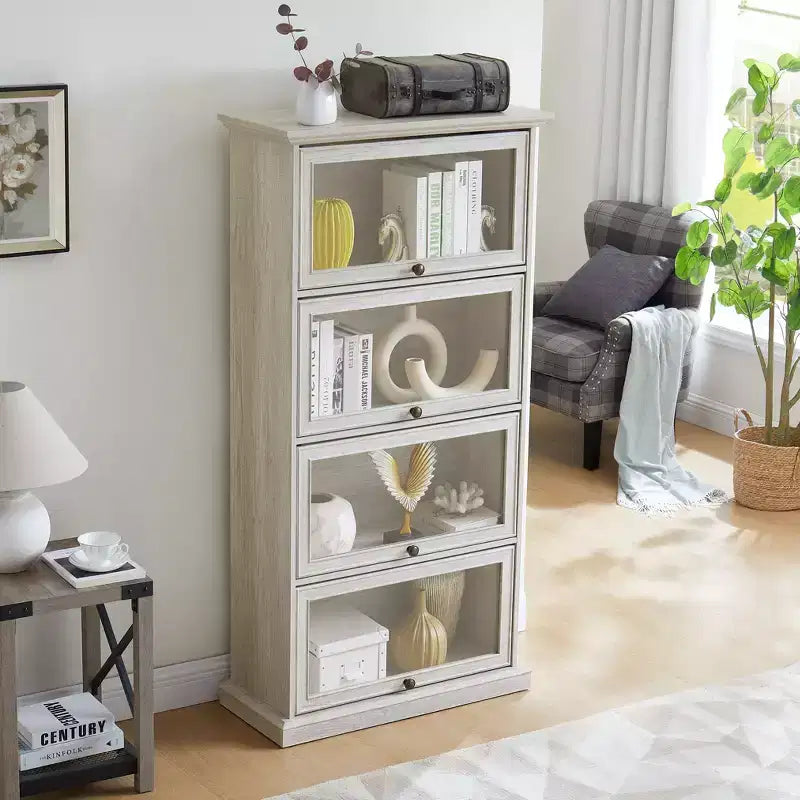 Tall Bookshelf with 4 Shelves, Storage Organizer for Books and CDs, Living Room, Hallway, Office