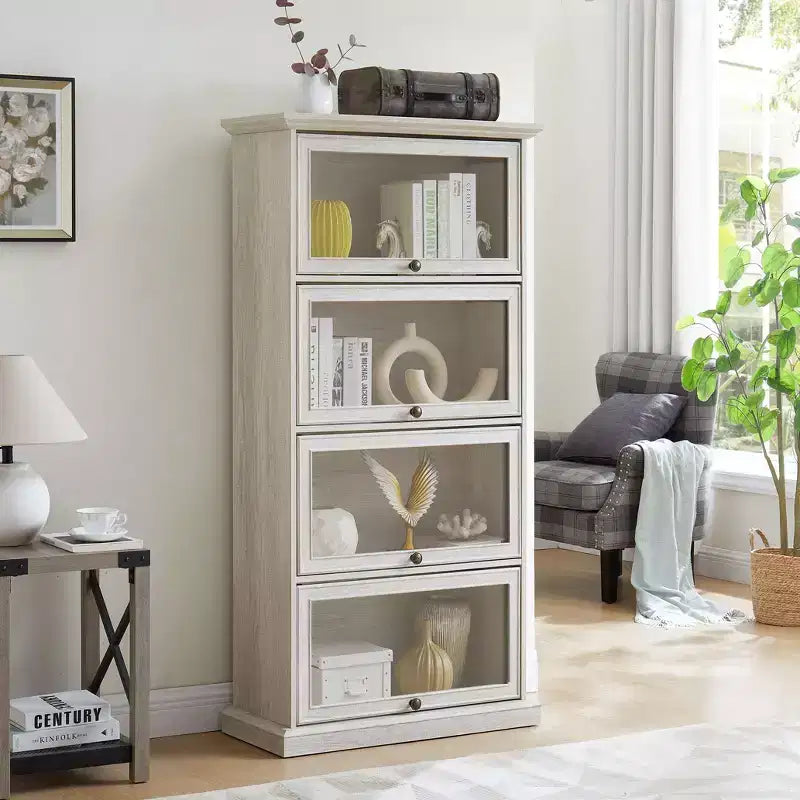 Tall Bookshelf with 4 Shelves, Storage Organizer for Books and CDs, Living Room, Hallway, Office