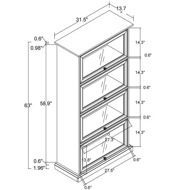 Tall Bookshelf with 4 Shelves, Storage Organizer for Books and CDs, Living Room, Hallway, Office