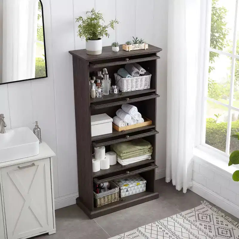 Tall Bookshelf with 4 Shelves, Storage Organizer for Books and CDs, Living Room, Hallway, Office