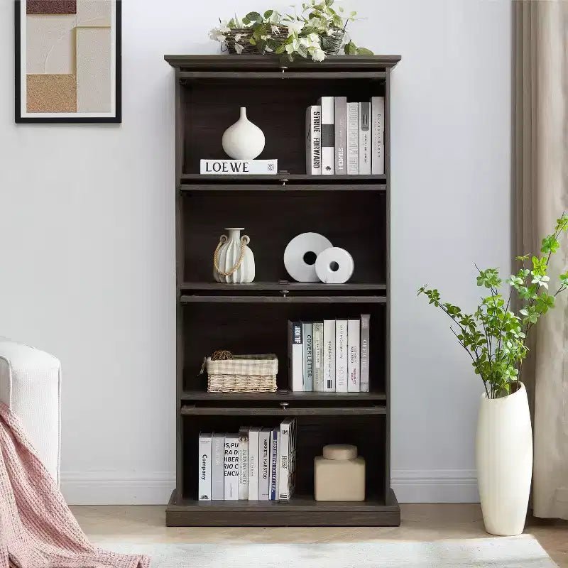 Tall Bookshelf with 4 Shelves, Storage Organizer for Books and CDs, Living Room, Hallway, Office