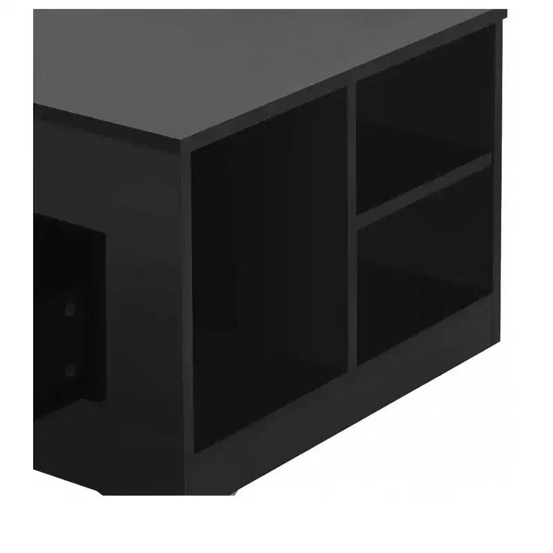 Modern Coffee Table For Living Room High Gloss LED Coffee Table Wood Center Table With 2 Sliding Drawers And Open Side Shelf