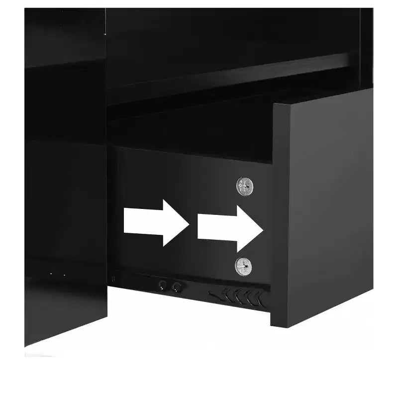 Modern Coffee Table For Living Room High Gloss LED Coffee Table Wood Center Table With 2 Sliding Drawers And Open Side Shelf