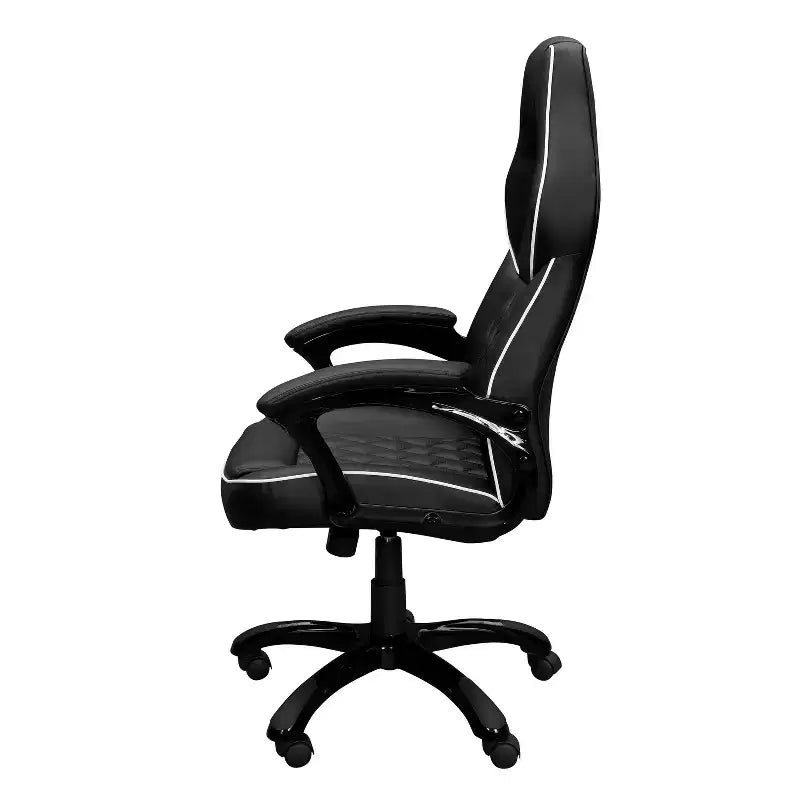 High-Back Gaming Chair with Padded Seat and Back, Executive Office Chair with Metal Base and Wheels, Desk Chair for Study, Reading Room, Black