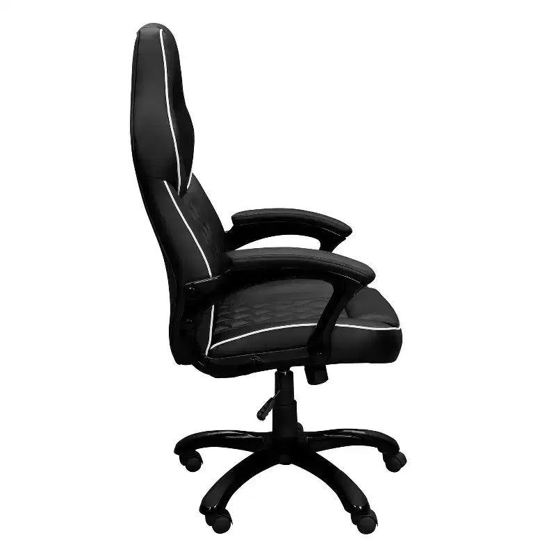 High-Back Gaming Chair with Padded Seat and Back, Executive Office Chair with Metal Base and Wheels, Desk Chair for Study, Reading Room, Black
