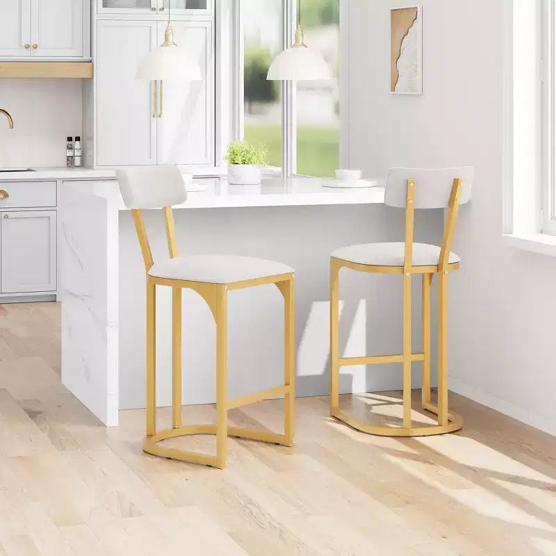 Set of 2 Bar Chair with Back and Metal Leg with Upholstered for Kitchen