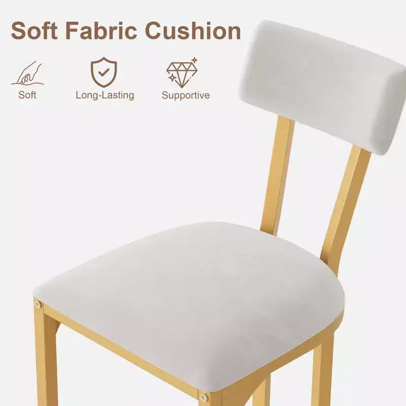 Set of 2 Bar Chair with Back and Metal Leg with Upholstered for Kitchen