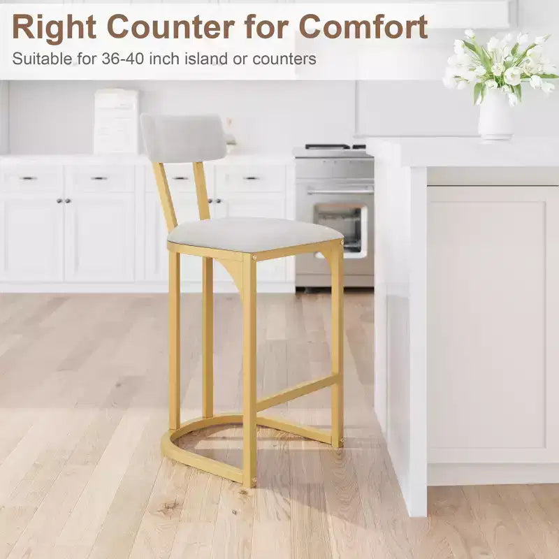 Set of 2 Bar Chair with Back and Metal Leg with Upholstered for Kitchen