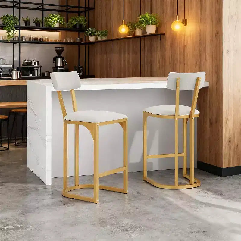 Set of 2 Bar Chair with Back and Metal Leg with Upholstered for Kitchen