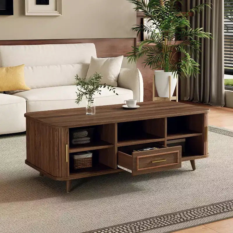 Nova Multi-Storage Coffee Table with Sliding Doors and Drawer