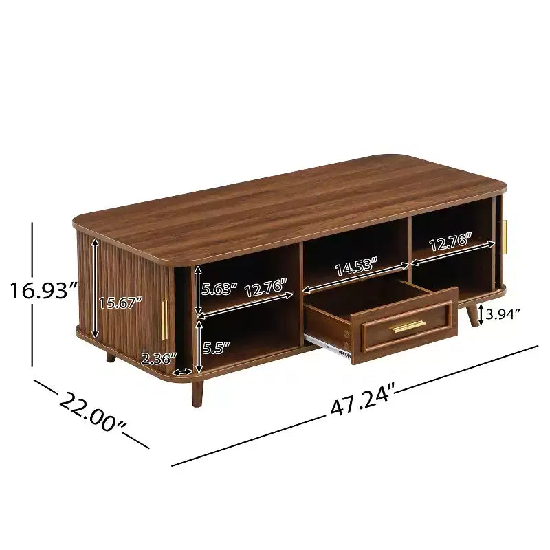 Nova Multi-Storage Coffee Table with Sliding Doors and Drawer