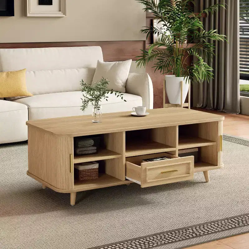 Nova Multi-Storage Coffee Table with Sliding Doors and Drawer