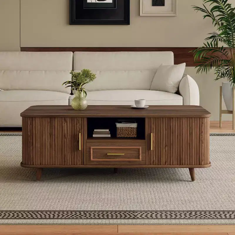 Nova Multi-Storage Coffee Table with Sliding Doors and Drawer