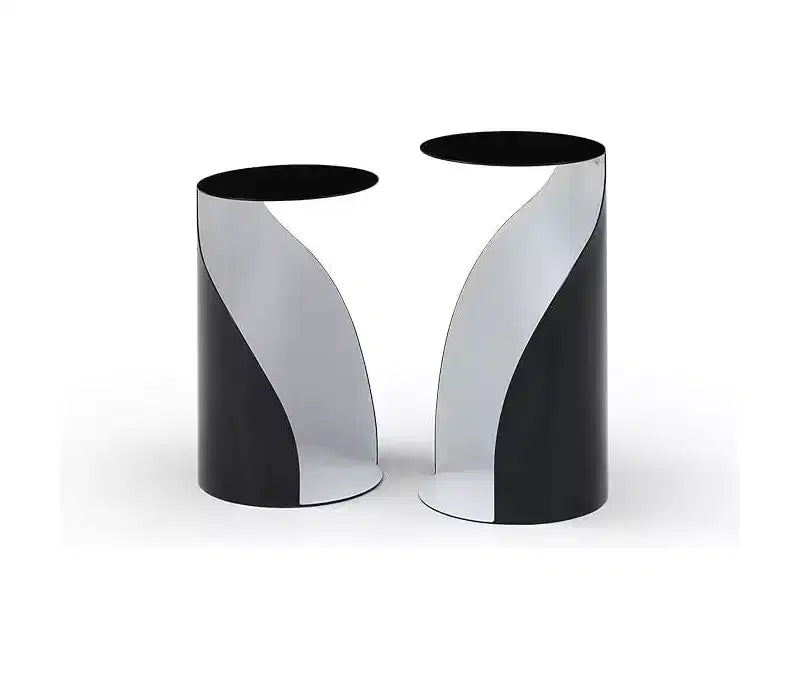 45 in.H Black Round Metal End Table
