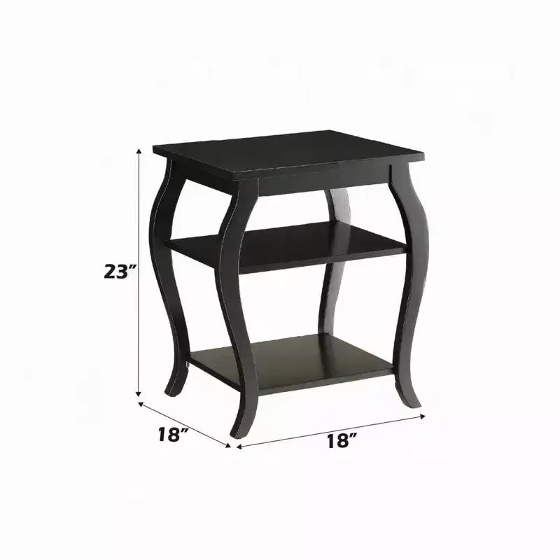 Reversible End Table with Two Lower Shelves and Cabriole Legs